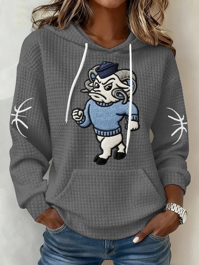 Women's basketball print waffle hoodie