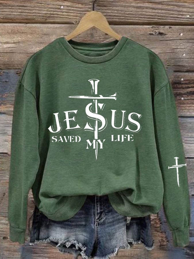 Women'S JESUS SAVED MY LIFE Print Sweatshirt