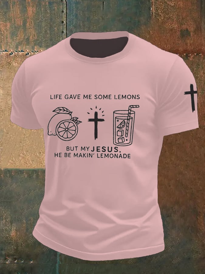🔥Buy 3 Get 15% Off🔥Men's  Life Gave Me Some Lemons, But My Jesus Turned Them Into Lemonade Faith  Printed Shirt