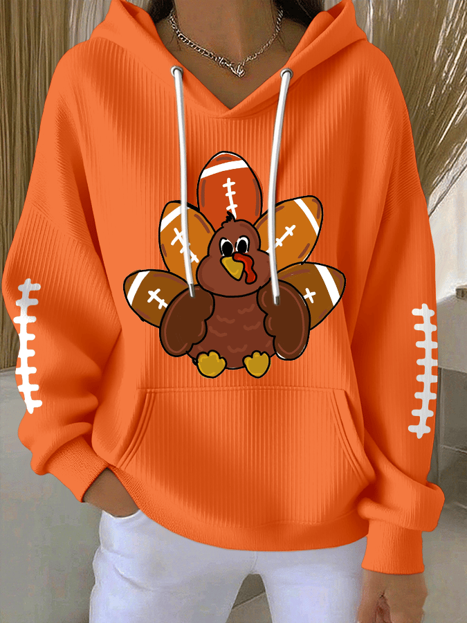 Women's Football Print Casual Hoodie