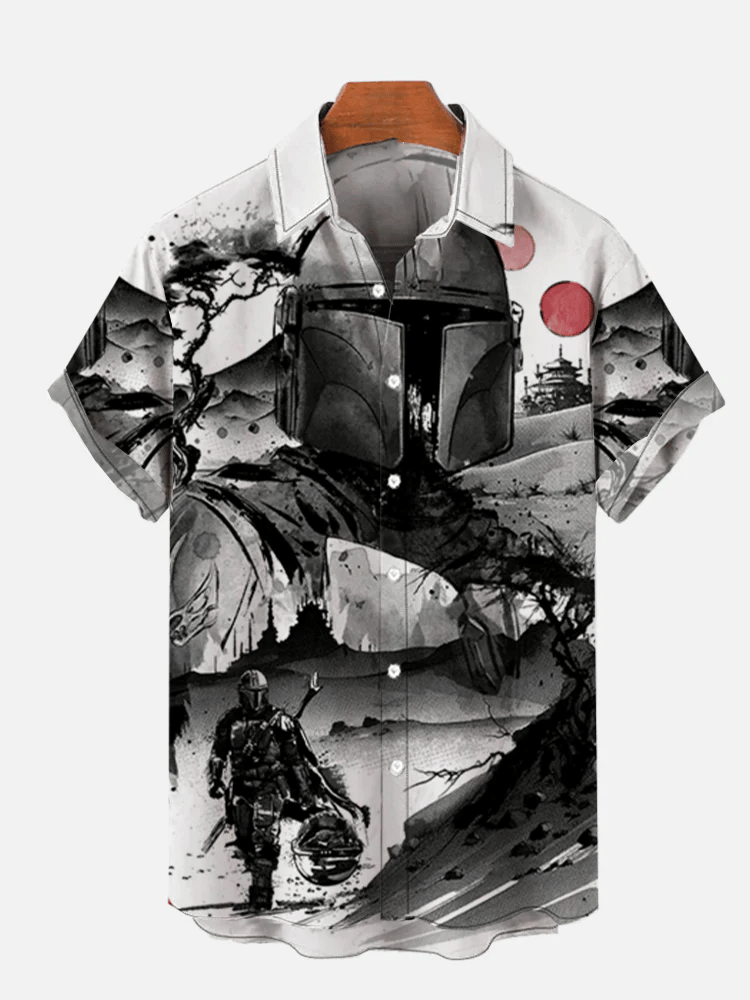 🔥Buy 3 Get 15% Off🔥Men's Ukiyoe Japanese Art Space War Masked Samurai Print Short Sleeve Shirt