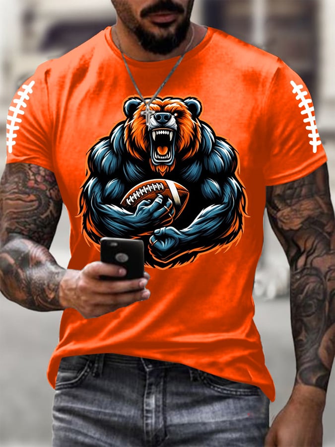 Men's Football Print Casual T-shirt