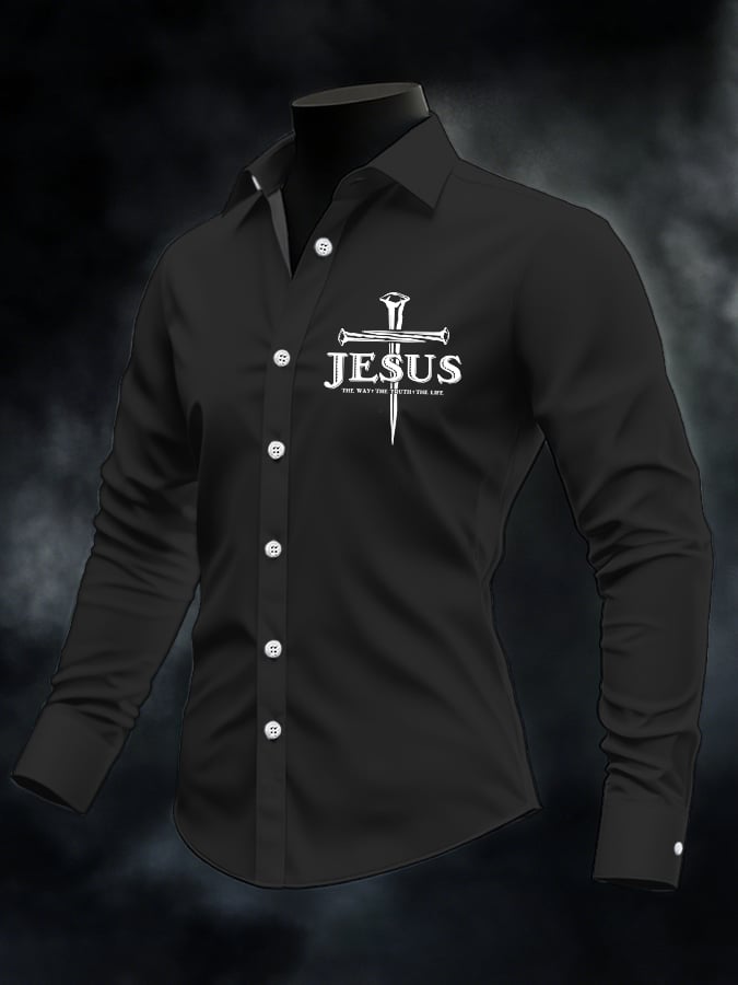 🔥Buy 3 Get 15% Off🔥Men's Jesus The Way The Truth The Life Print Casual Shirt