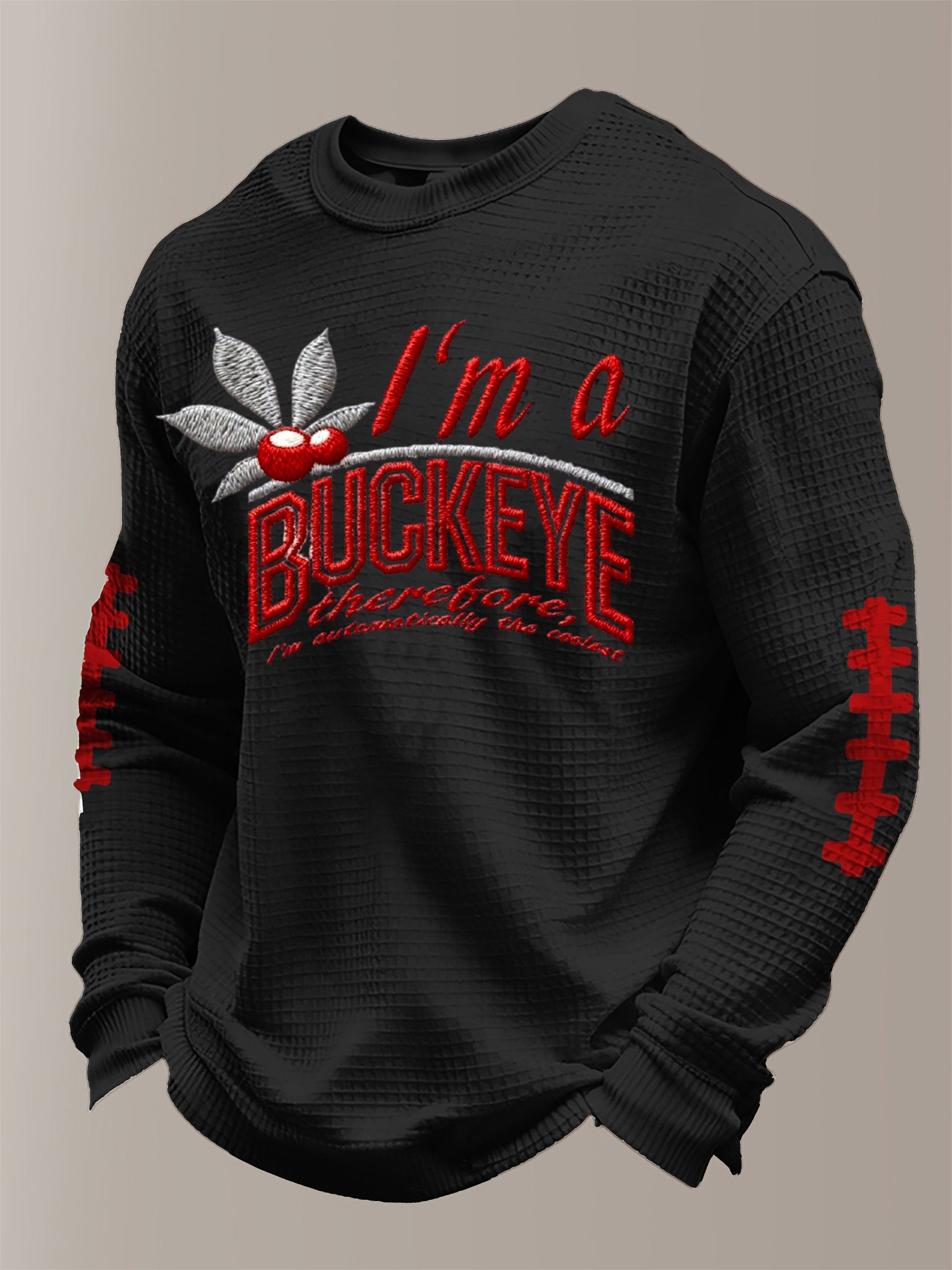 Men's Football waffle fabric long-sleeved T-shirt