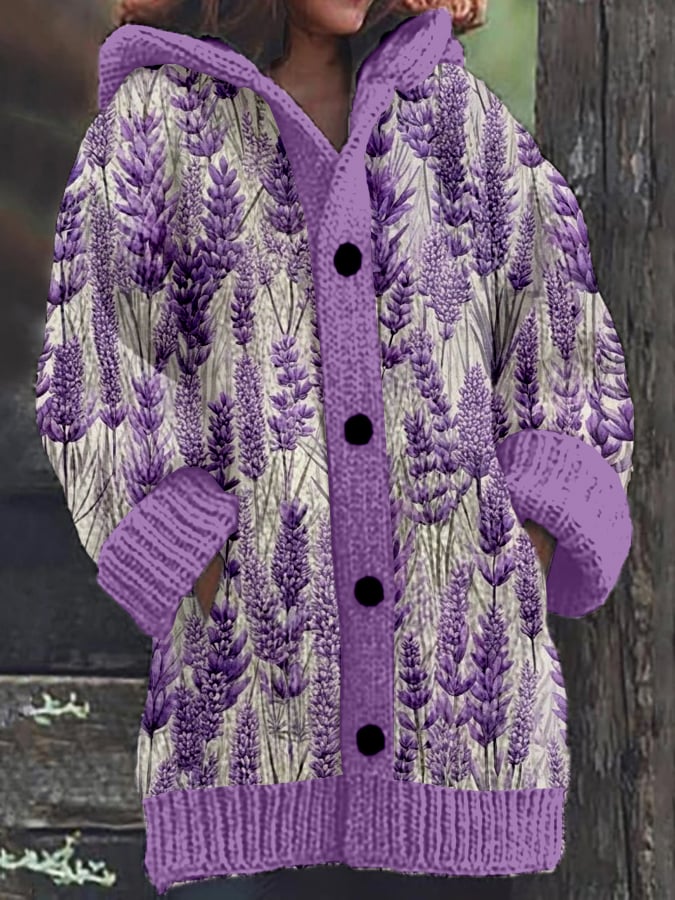 Women's Art Design Printed Knitted Fabric Plush Jacket