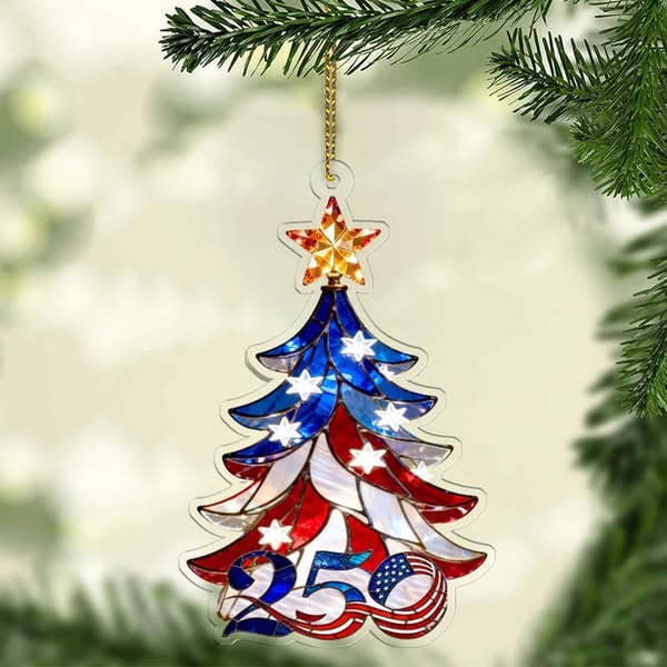 🎄Retro Patriotic Christmas 1776–2026 250th Anniversary Christmas Tree Ornament