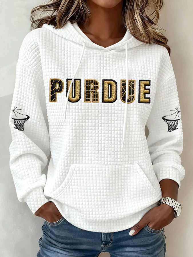Women's Basketball Print Waffle Fabric Hoodie