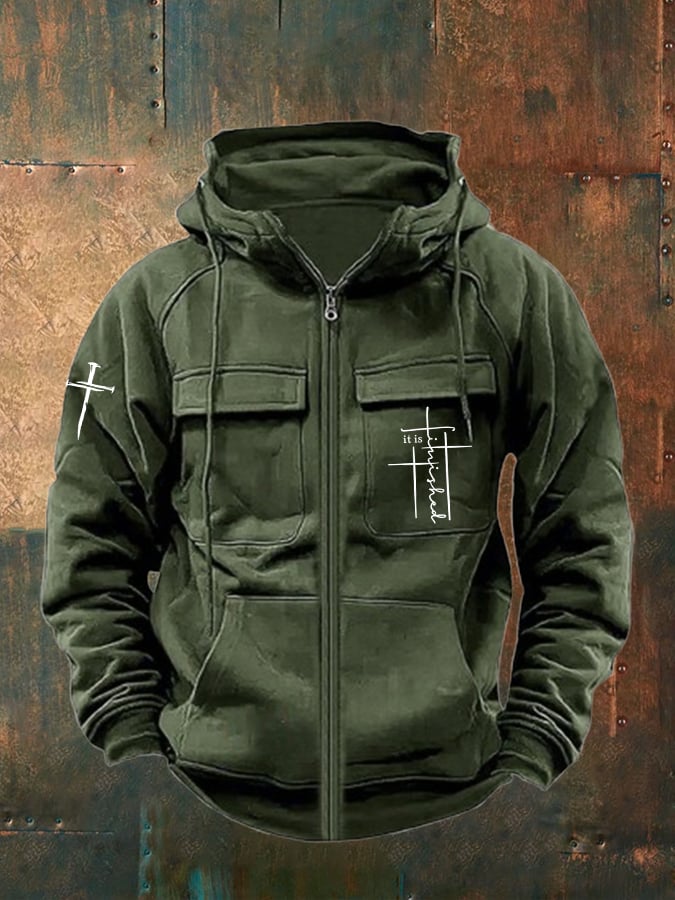 🔥Buy 3 Get 15% Off🔥Men'S It Is Finished Print  Multi-Pocket Jacket