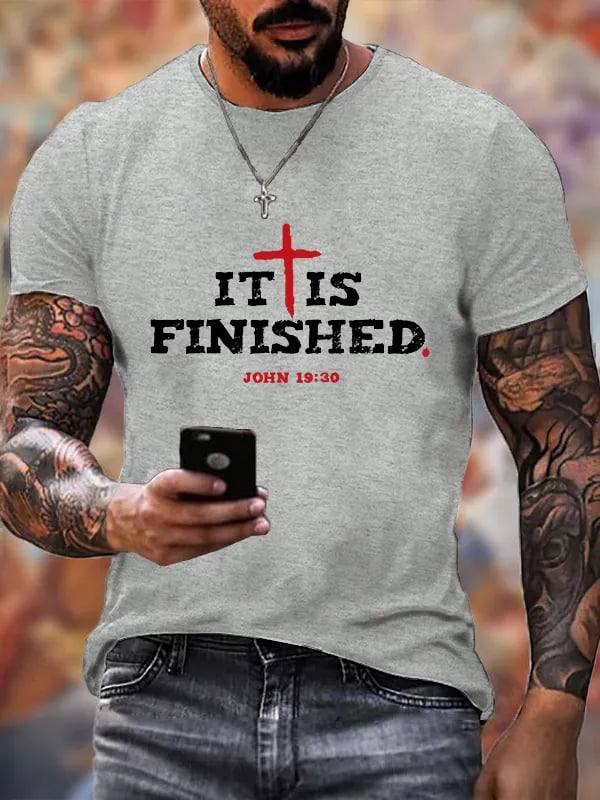 🔥Buy 3 Get 15% Off🔥Men's It Is Finished  Faith Printed  Shirt