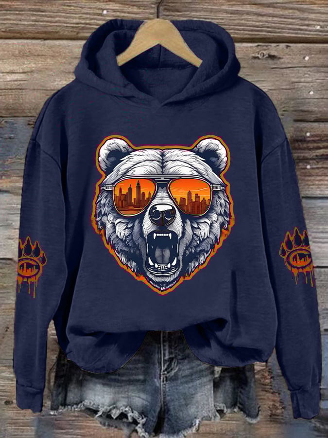 Women's Rugby Print Casual Hoodie