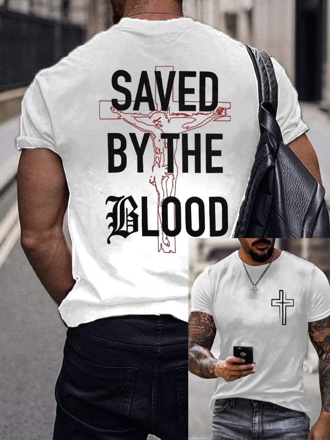 🔥Buy 3 Get 15% Off🔥Men's Retro Saved By The Blood Print T-Shirt