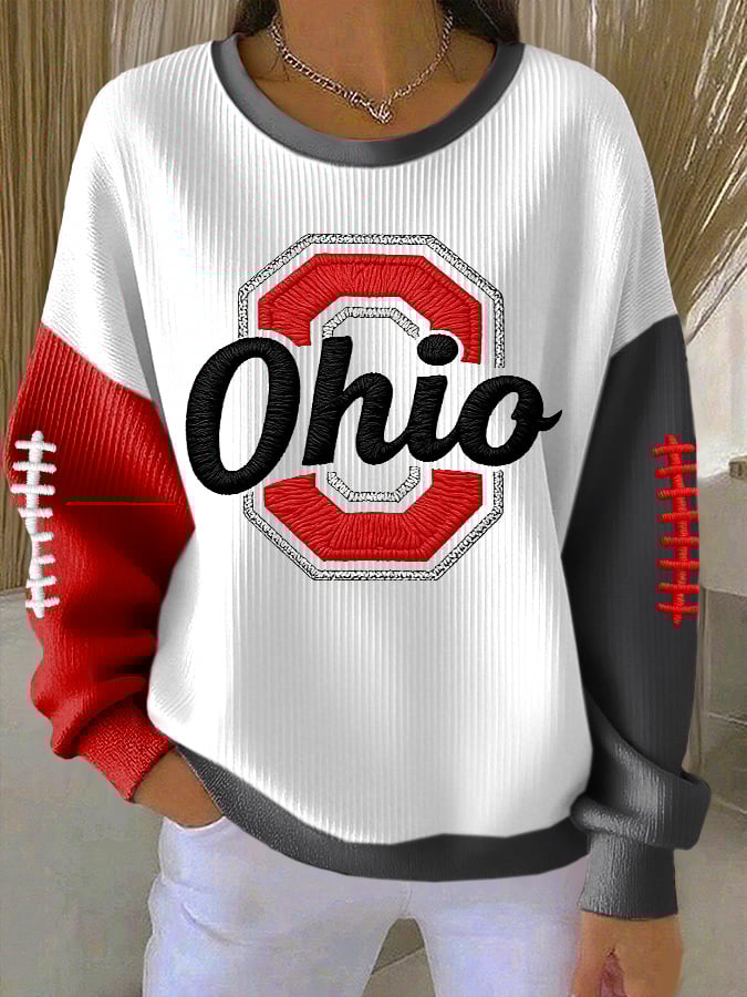 Women's Football Print Casual Sweatshirt