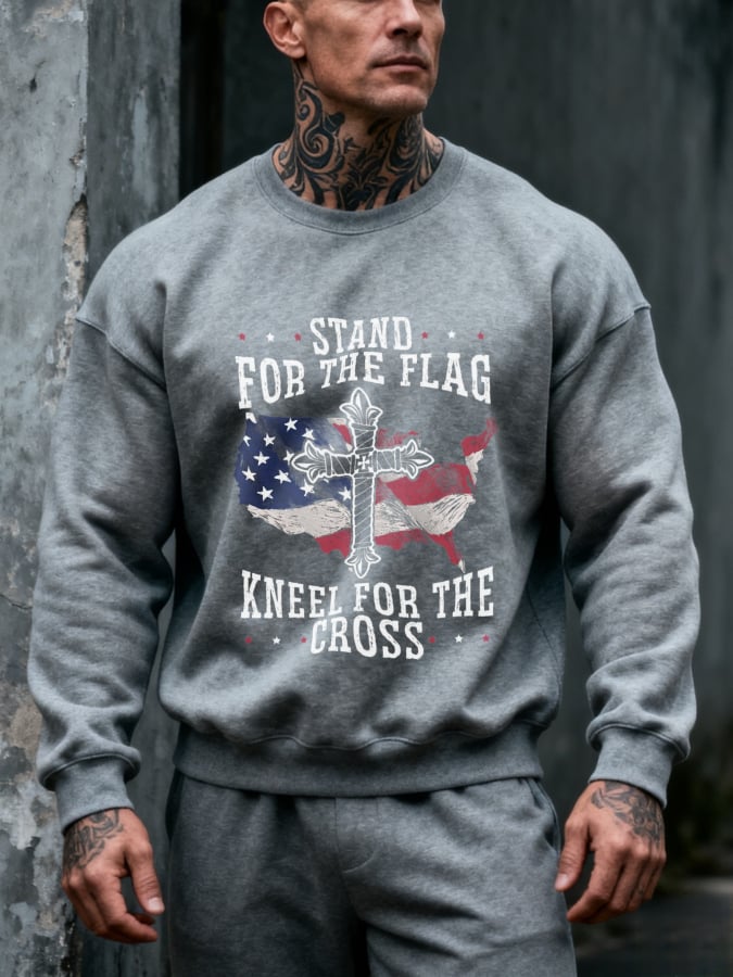 🔥Buy 3 Get 15% Off🔥Men'S Round Neck Casual Faith Print Sweatshirt