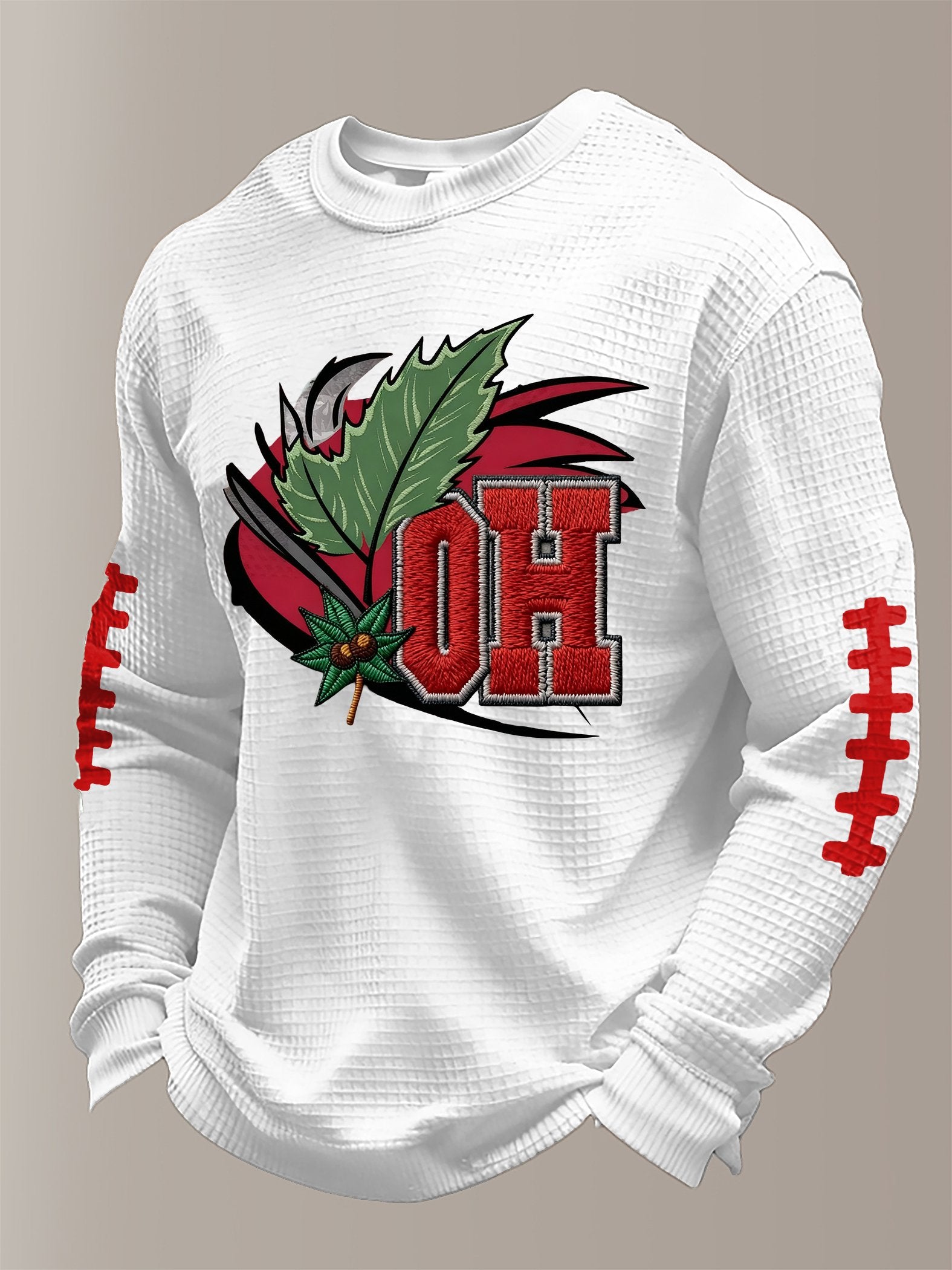 Men's football waffle fabric long-sleeved T-shirt