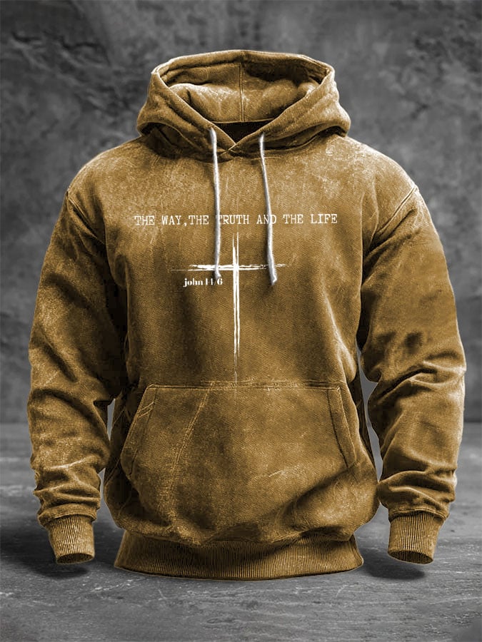 Men's Jesus The Way The Truth The Life Printed Casual Hoodie