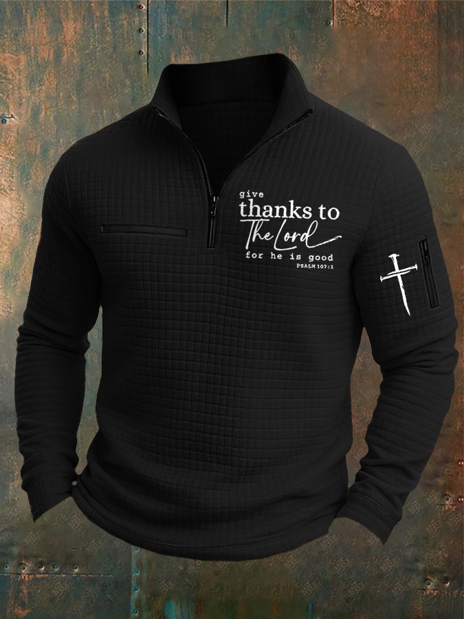 🔥Buy 3 Get 15% Off🔥Men's Casual Retro Checkered Jacquard Faith Gratitude Main Color Contrast Sweatshirt