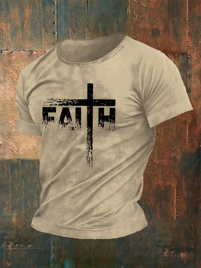 🔥Buy 3 Get 15% Off🔥Men's Faith Cross Print Classic T-shirt