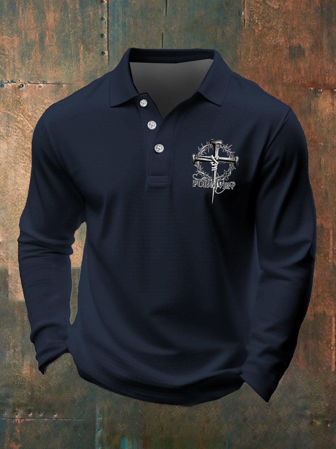 🔥Buy 3 Get 15% Off🔥Men's Casual Faith Forgiveness Long Sleeve Polo