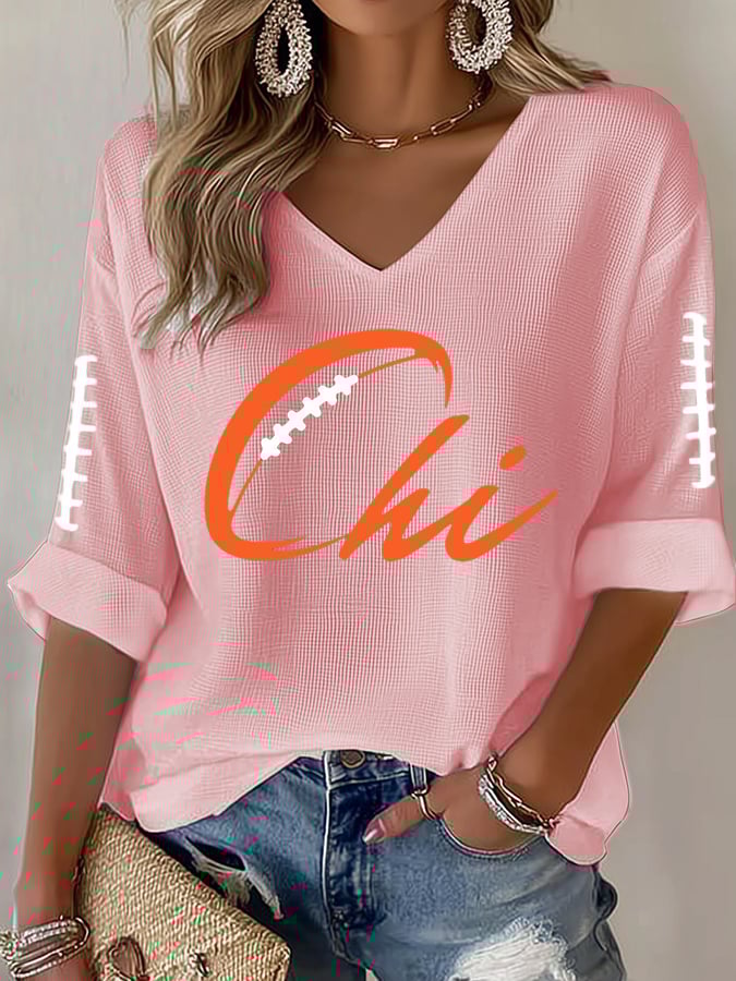 Women's Football print waffle T-shirt