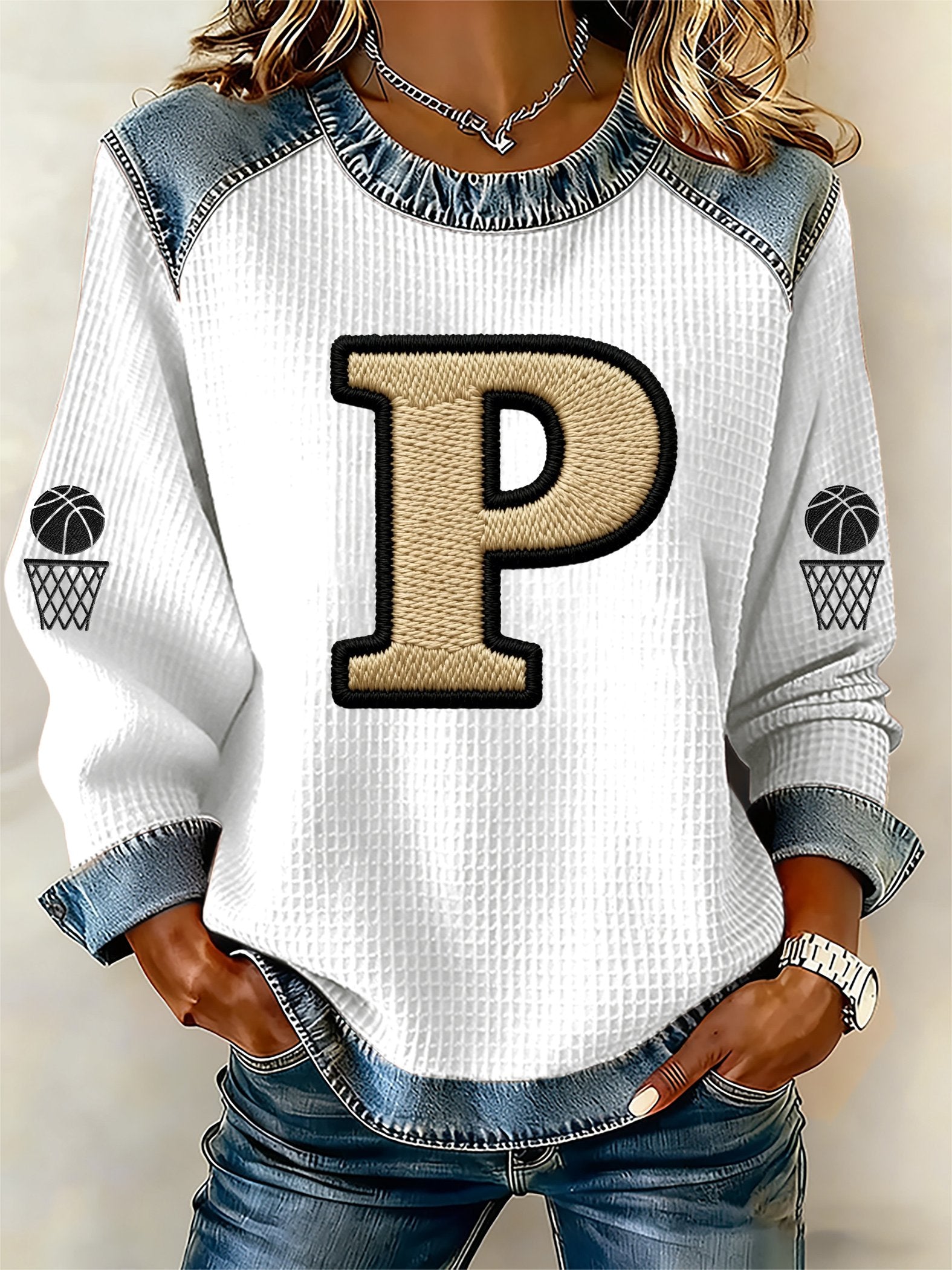 Women's Basketball Print Casual Top