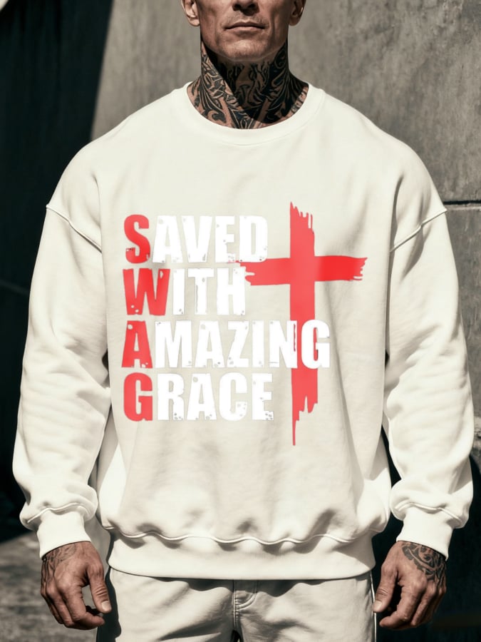 🔥Buy 3 Get 15% Off🔥Men'S Round Neck Casual Faith Print Sweatshirt