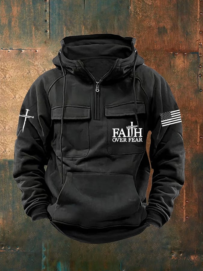 🔥Buy 3 Get 15% Off🔥Men's Faith Over Fear Print Multi-Pocket Jacket