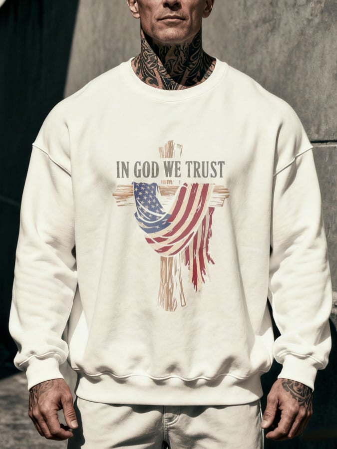 🔥Buy 3 Get 15% Off🔥Men'S Round Neck Casual Faith Print Sweatshirt