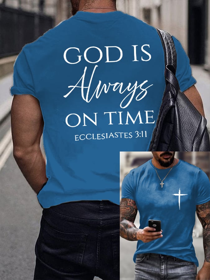 🔥Buy 3 Get 15% Off🔥Men's God Is Always On Time Printed Shirt