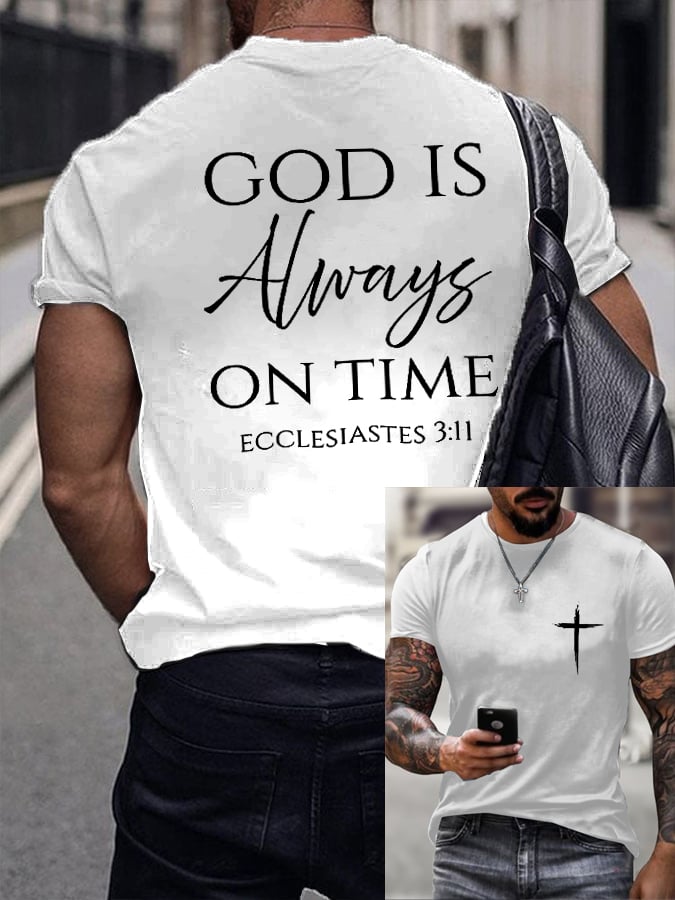 🔥Buy 3 Get 15% Off🔥Men's God Is Always On Time Printed Shirt