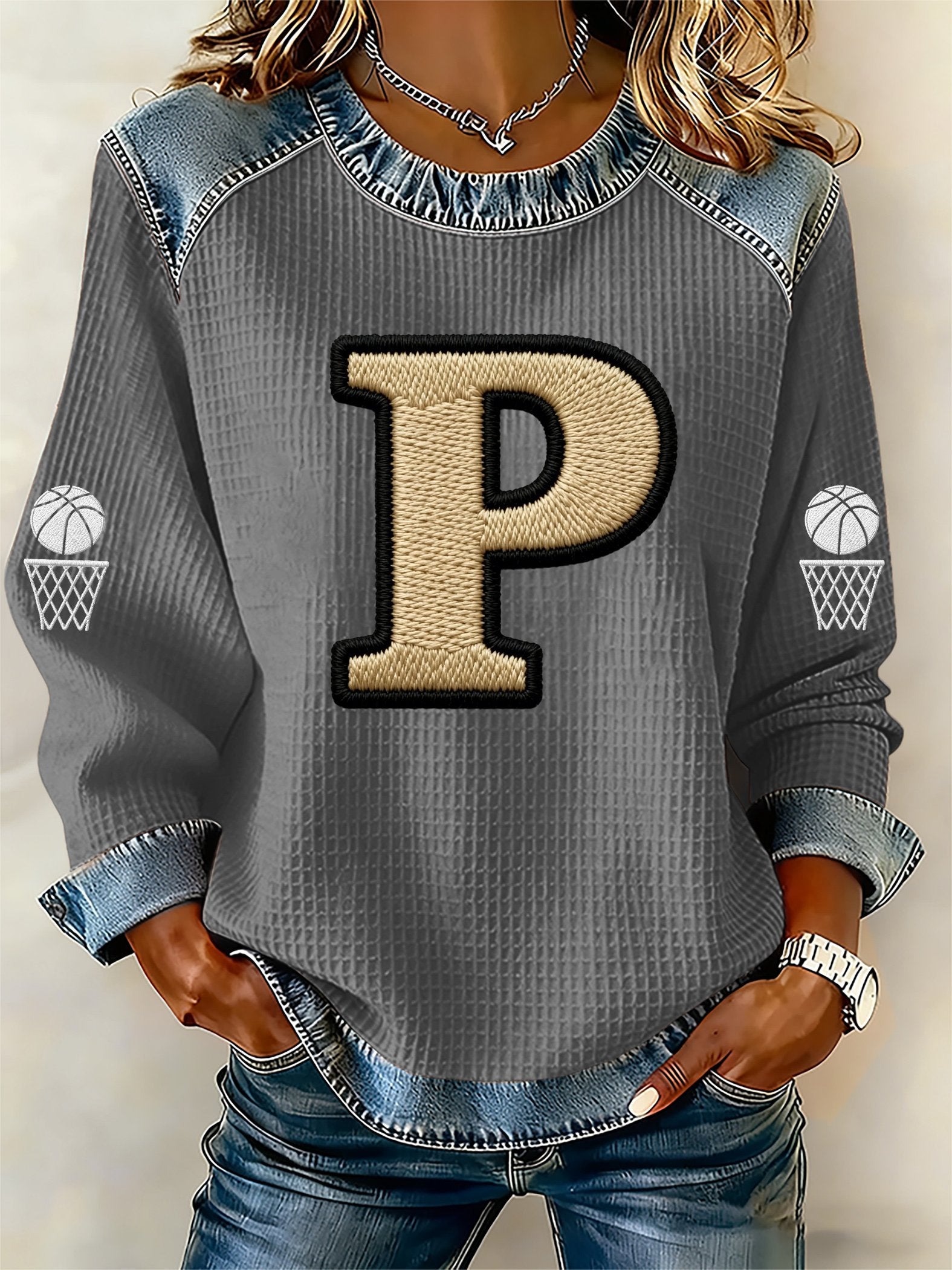 Women's Basketball Print Casual Top