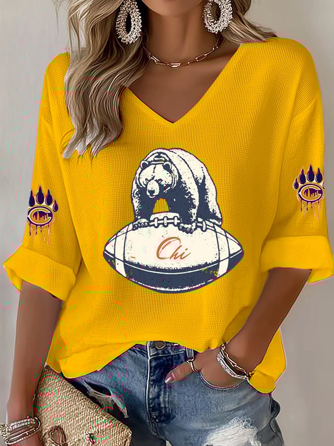 Women's Football print waffle T-shirt