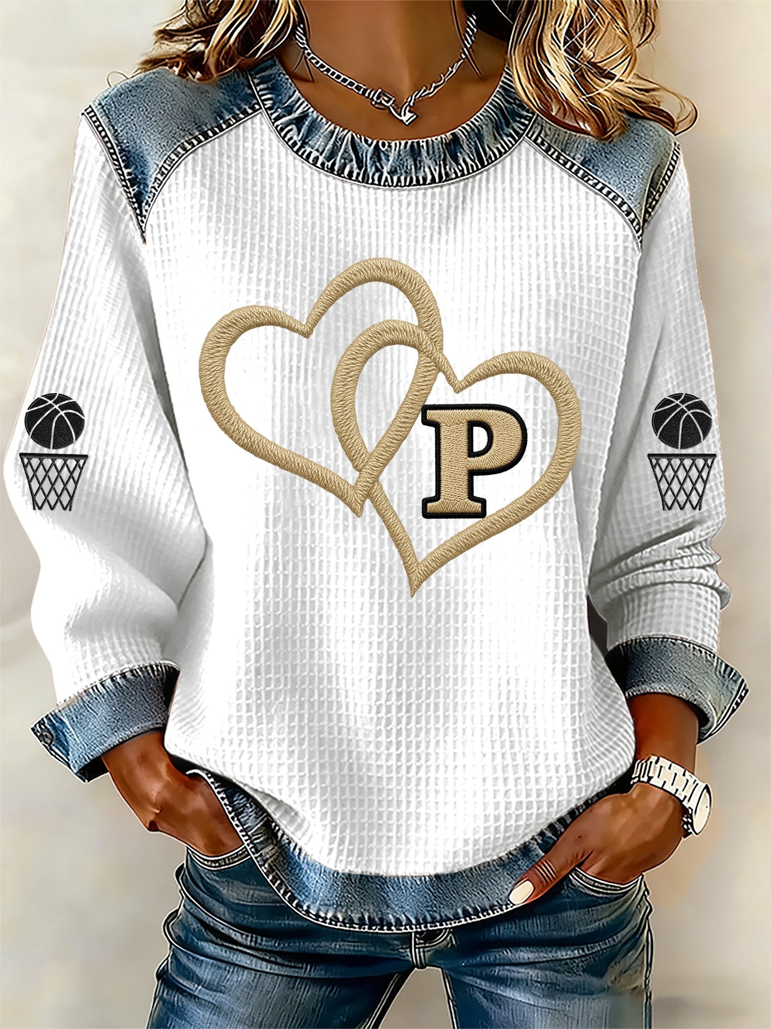 Women's Basketball Print Casual Top