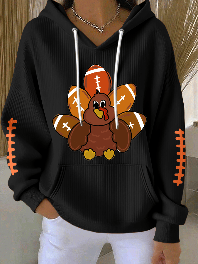 Women's Football Print Casual Hoodie