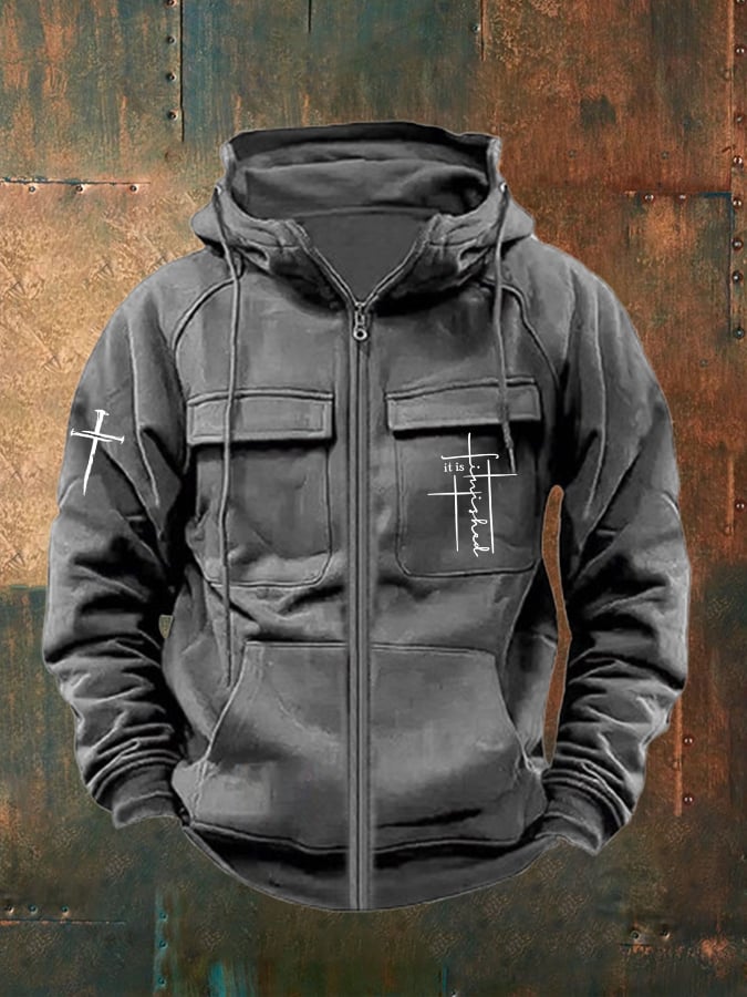 🔥Buy 3 Get 15% Off🔥Men'S It Is Finished Print  Multi-Pocket Jacket