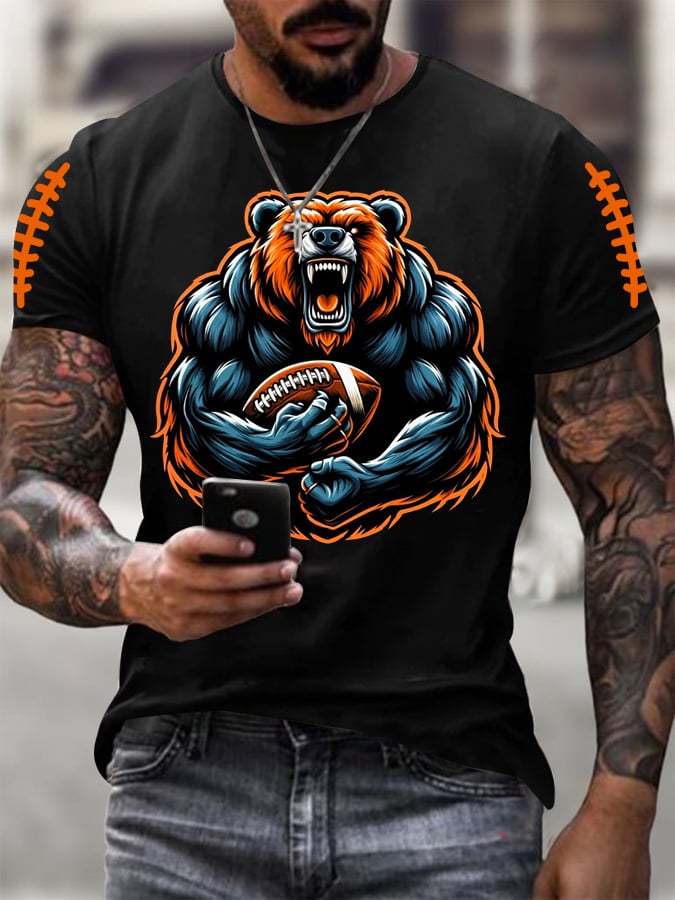 Men's Football Print Casual T-shirt