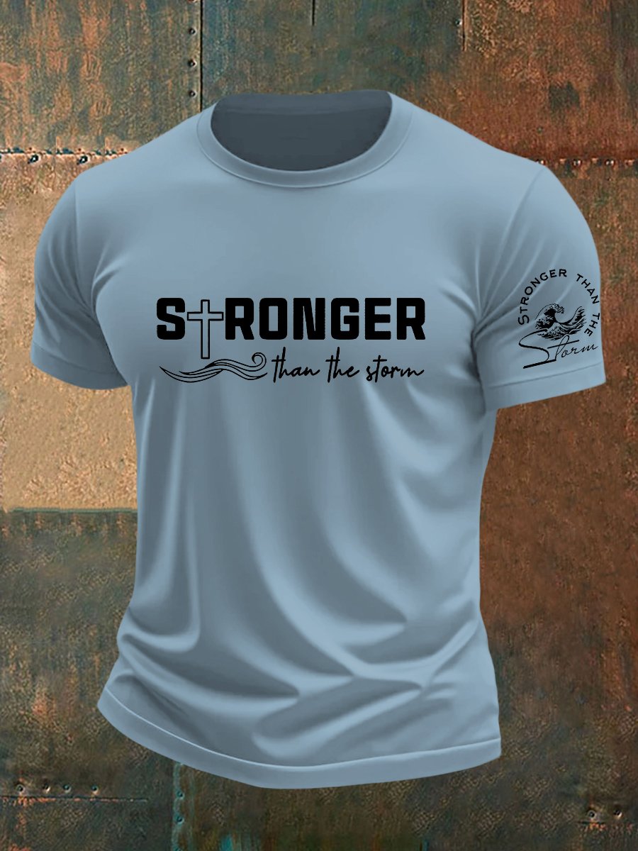🔥Buy 3 Get 15% Off🔥Men's Stronger than the Storm Cross Print Short Sleeve Tee