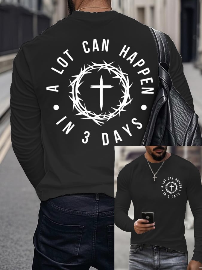 🔥Buy 3 Get 15% Off🔥Men's Raven's A Lot Can Happen In 3 Days  Printed Long Sleeve Top