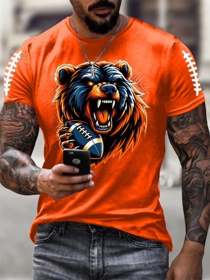 Men's Football Print Casual T-shirt