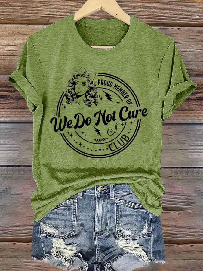 Women's  Round-Neck Retro Funny Proud Member Of  Club We Do Not Care Menopause Perimenopause Print T-Shirt
