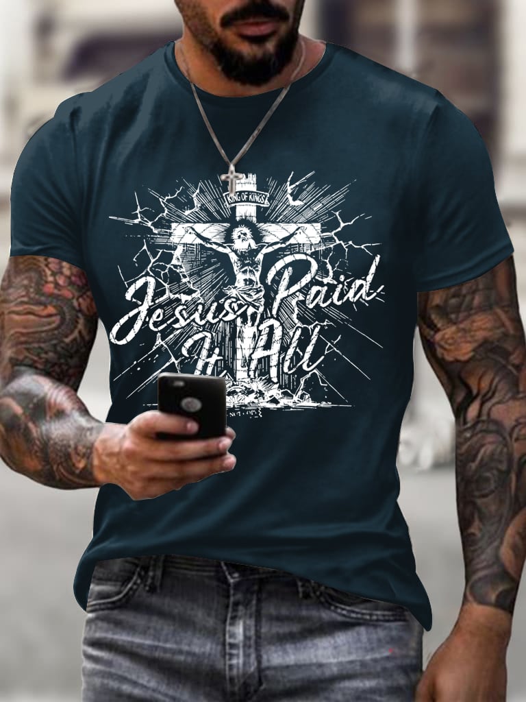 Men's Jesus Paid It All Faith Printed  Shirt