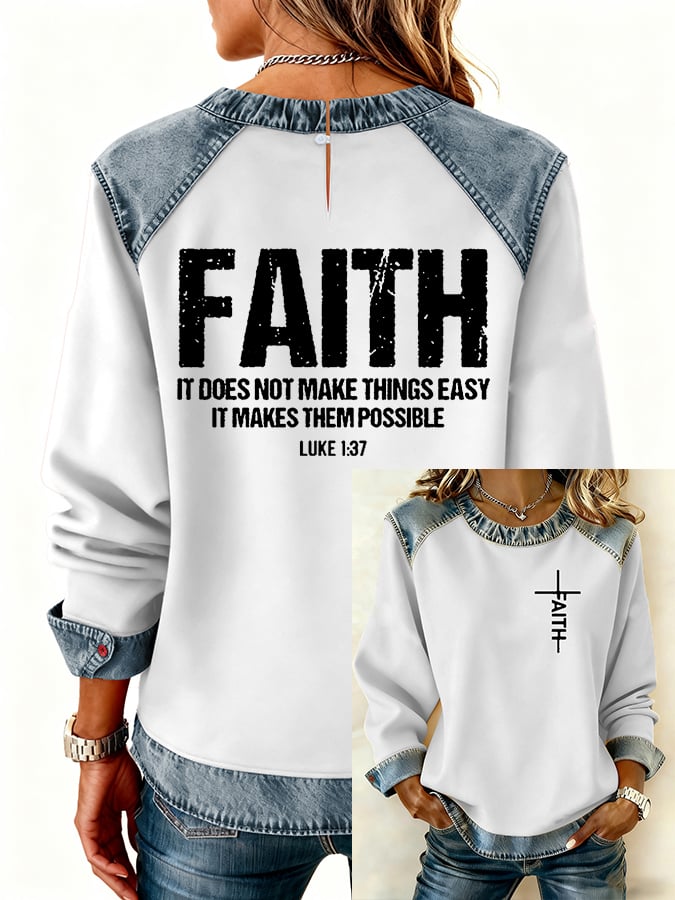 Women's Casual Faith Print Sweatshirt