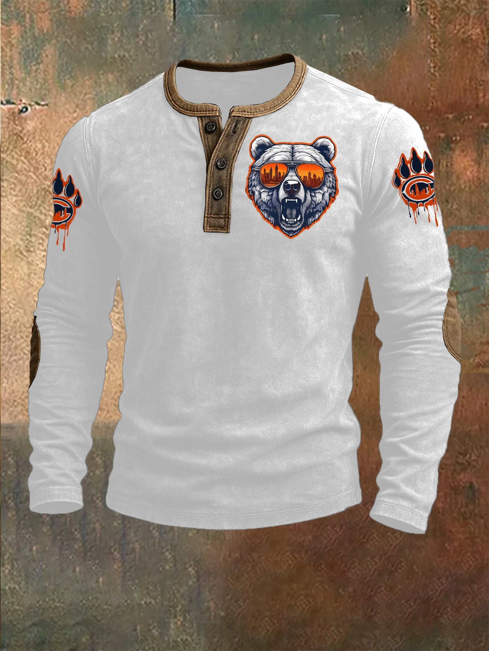 Men's Football Print Henley Top