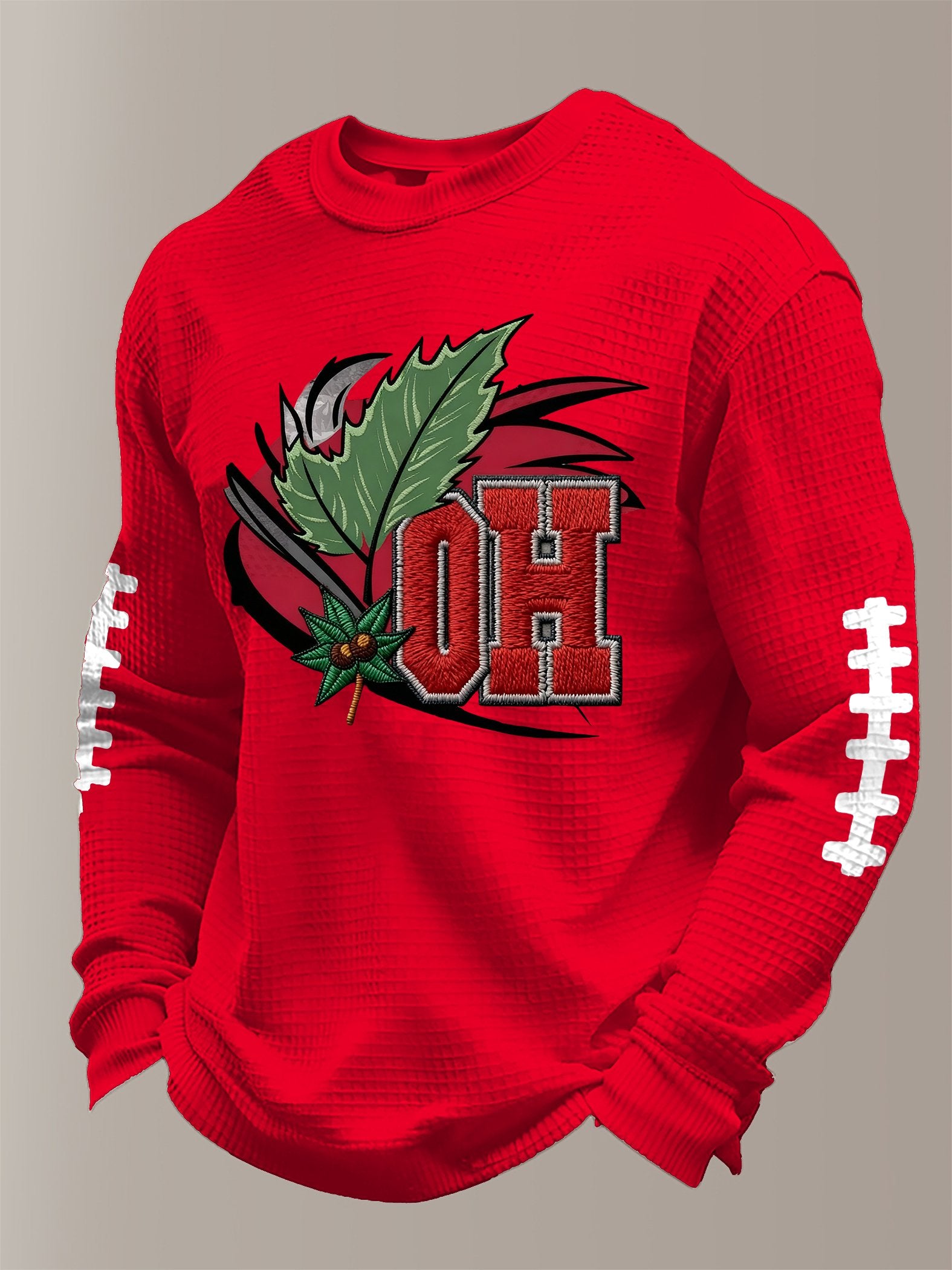 Men's football waffle fabric long-sleeved T-shirt