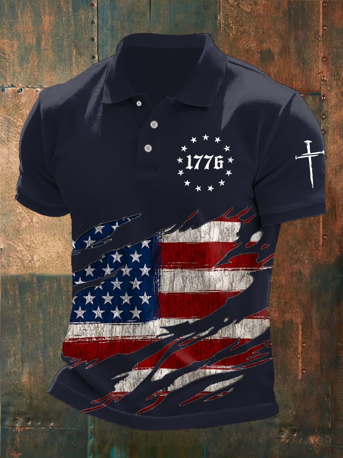 🔥Buy 3 Get 15% Off🔥Men's Faith Cross Printed Casual POLO Shirt