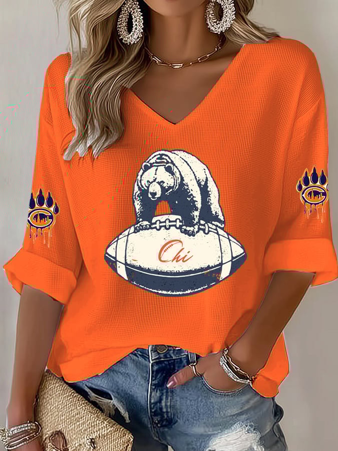 Women's Football print waffle T-shirt