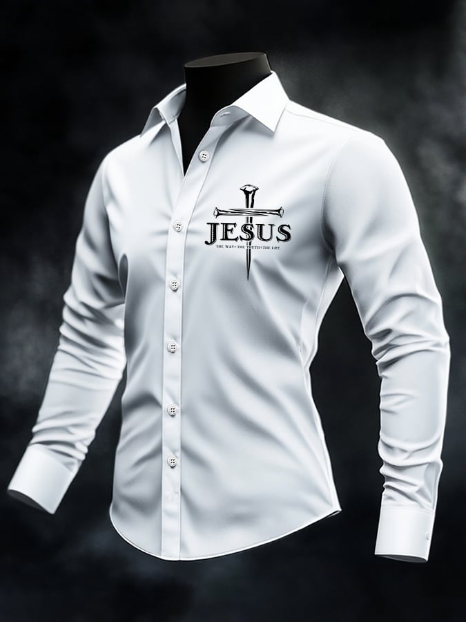 🔥Buy 3 Get 15% Off🔥Men's Jesus The Way The Truth The Life Print Casual Shirt