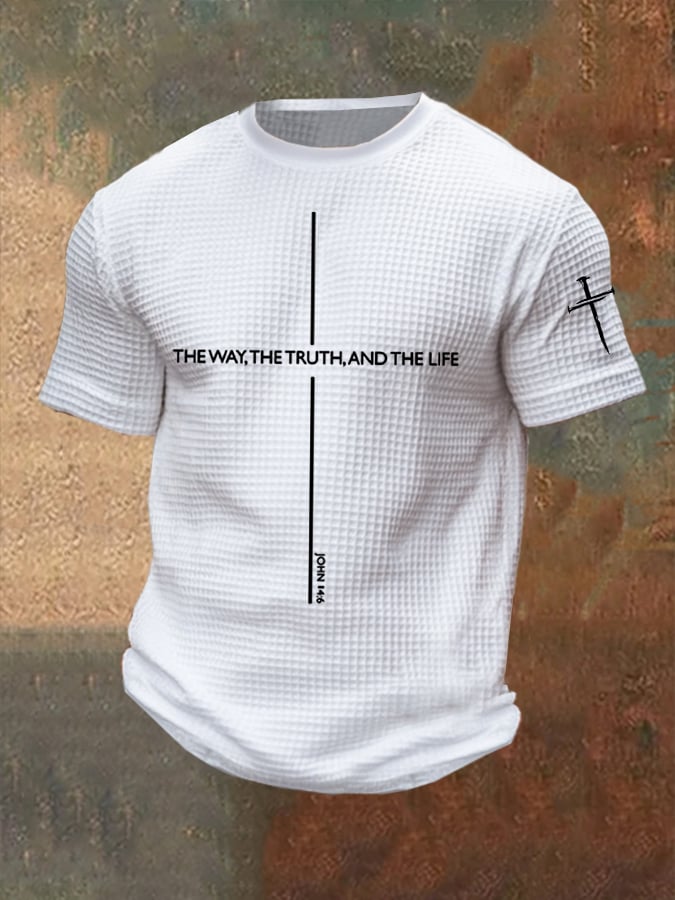 🔥Buy 3 Get 15% Off🔥Men's Jesus The Way The Truth The Life Print Casual Waffle T-Shirt