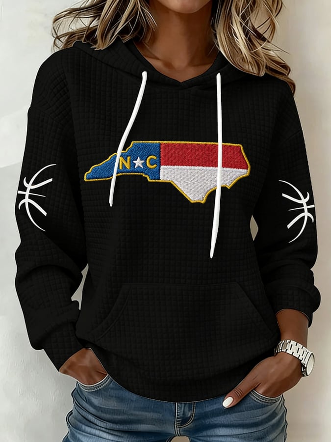 Women's basketball print waffle hoodie