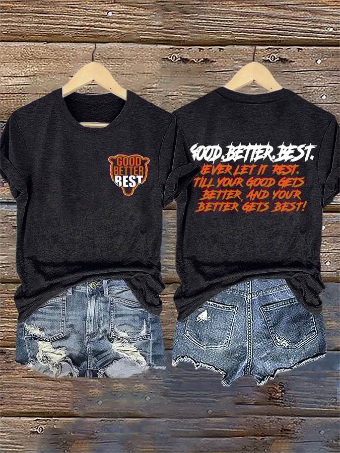 Retro Good Better Best Print T-Shirt