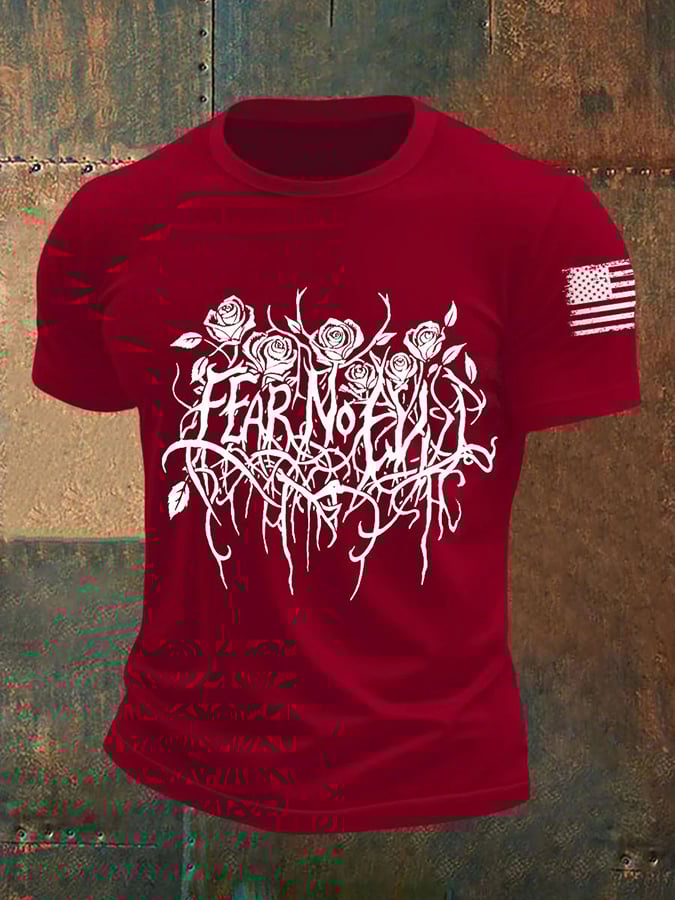 🔥Buy 3 Get 15% Off🔥Men's Fear No Evil Gothic Christian Print Round Neck T-Shirt